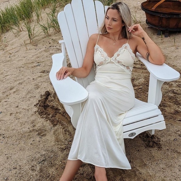 Vintage Lace Trim Sexy Maxi Slip Dress - Picture 2 of 7